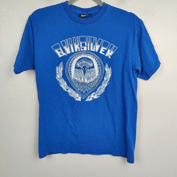 Y2K Quiksilver T-Shirt Mens Large Blue Tribal‎ Owl Print Native American Vtg Tee - Picture 1 of 6